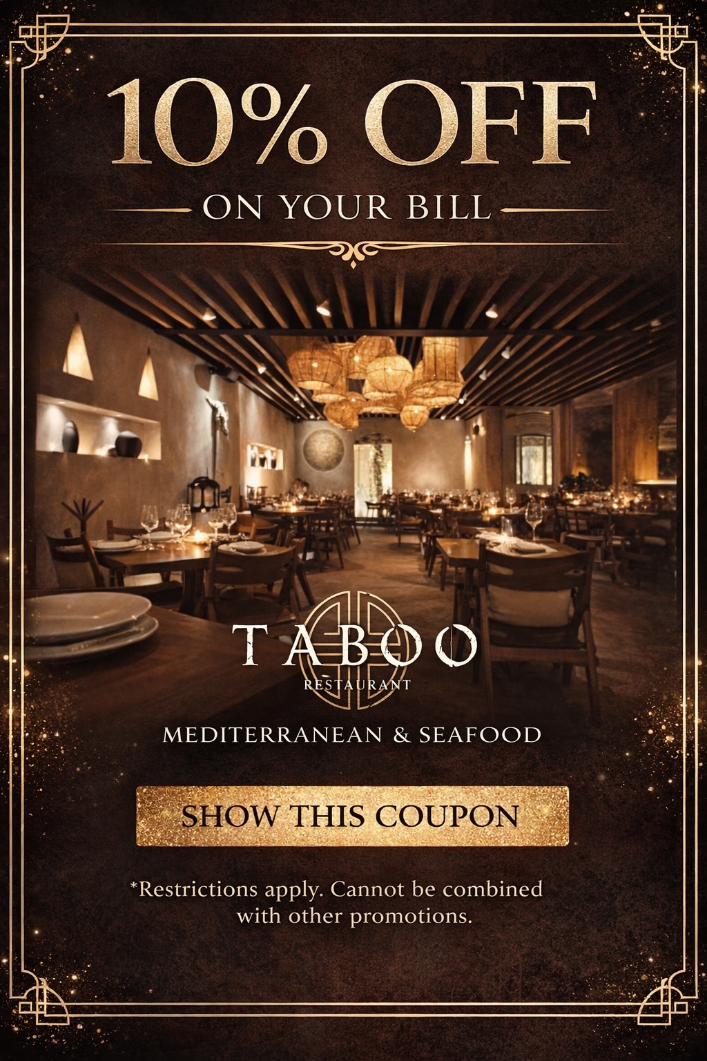 WITH YOUR EXCLUSIVE  ROSANEGRA  LOYALTY PROGRAM 
RECEIVE A MPLIMENTARY 10% DESCOUNT
 (1 GUESTS MINIMUM FULL DINER)
Indulge in an elevated dining experience at ANY OF THE ROSANEGRAS RESTAURANTAS AND BEACH CLUBES IN THE WORLD 
Reserve a dinner for 2 guests (minimum one course per person) and receive a complimentary 10% DESCOUNT and  A refined, sensory experience designed for unforgettable moments
With the Prepaid access: to a aditional 5%  DESCOUNT PRE PAY $25.00 USD TABOO – COMPLIMENTARY DESCOUNT  (2 GUESTS)
PRE PAY HAERE IF YOU LIKE TO RECIVE FULL BENEFITS