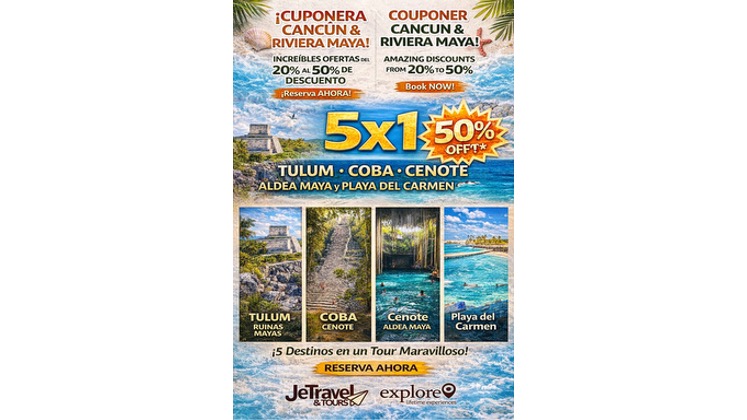 🇪🇸 Precios con descuentos del 10% al 60%, sujetos a disponibilidad, clima y operación del proveedor. Es obligatorio reservar previamente vía Call Center, WhatsApp o en línea y realizar el pago para garantizar el espacio. Preséntate puntualmente en el punto de salida y sigue las instrucciones. Explore, Nextination y Xiiktec.com actúan como facilitadores y no son responsables de la operación del servicio. Uso: Activa tu cupón, sigue las instrucciones y reserva con nosotros: 📞 +52 1 998 189 5247 / +52 1 998 109 7321 / +52 1 998 195 6790
🇺🇸Discounts from 10% to 60%, subject to availability, weather, and provider operation. Advance reservation via Call Center, WhatsApp, or online and payment are required. Arrive on time and follow instructions. Explore, Nextination, and Xiiktec.com act as facilitators and are not responsible for service execution. Use: Activate your coupon, follow instructions, and book with us: +52 1 998 189 5247 / +52 1 998 109 7321 / +52 1 998 195 6790
